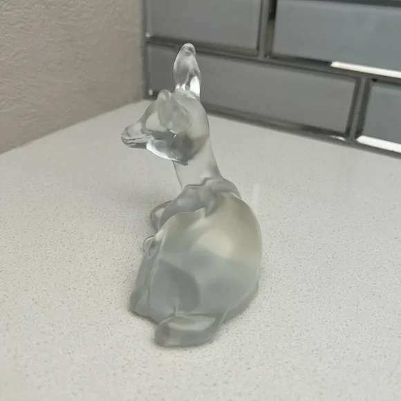 Vintage Fenton Clear Satin Fawn Deer - Picture 4 of 13
